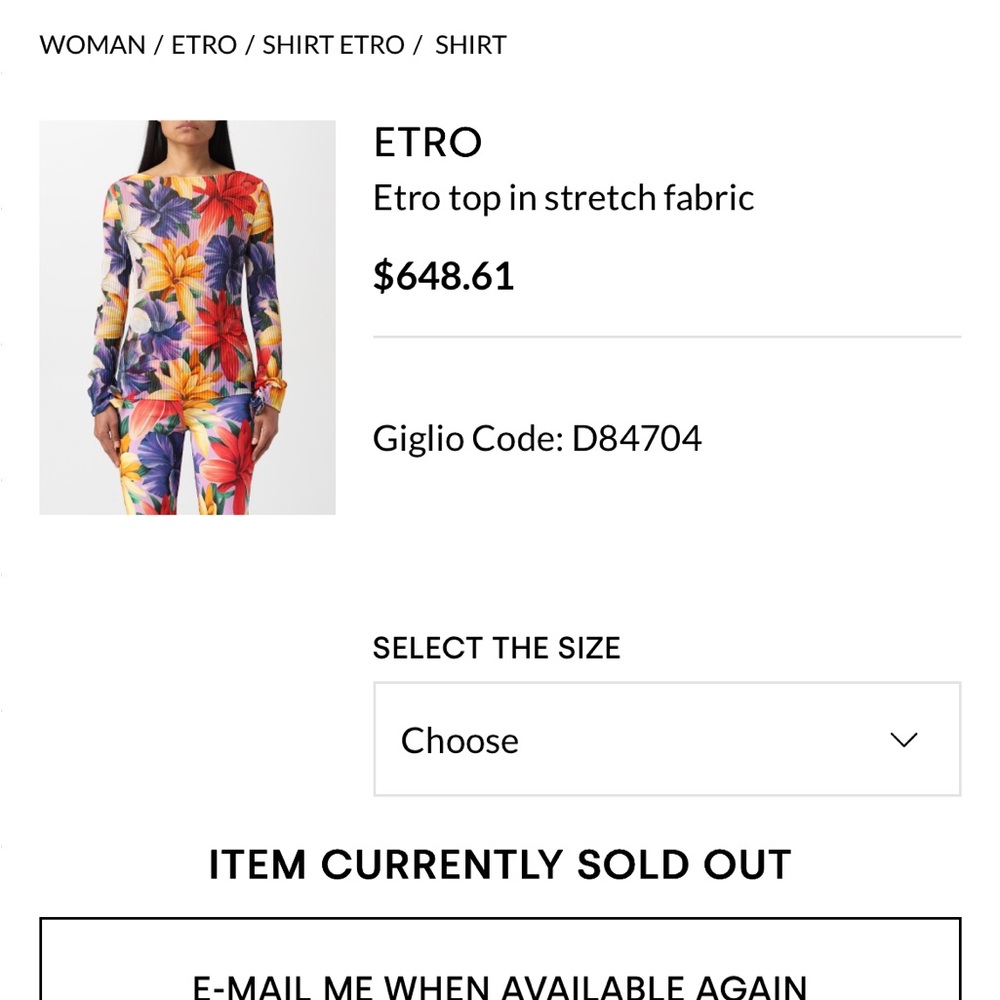 Etro Multicolor Floral Stretch Shirt